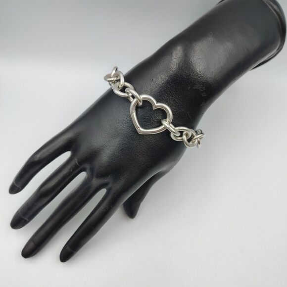 Tiffany & Co. Sterling Silver 925 Heart Clasp Bracelet 7.5" - Picture 8 of 14